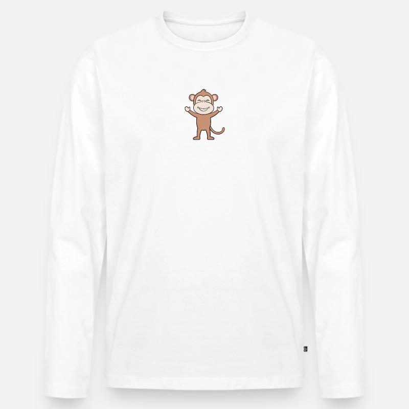 Affe Affen - Männer Premium Bio Langarmshirt - Weiß