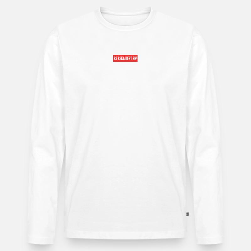 Es eskaliert eh! - Männer Premium Bio Langarmshirt - Weiß