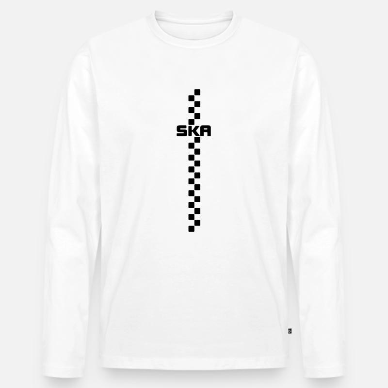 Ska schwarz-weiss karos 2 - Männer Premium Bio Langarmshirt - Weiß