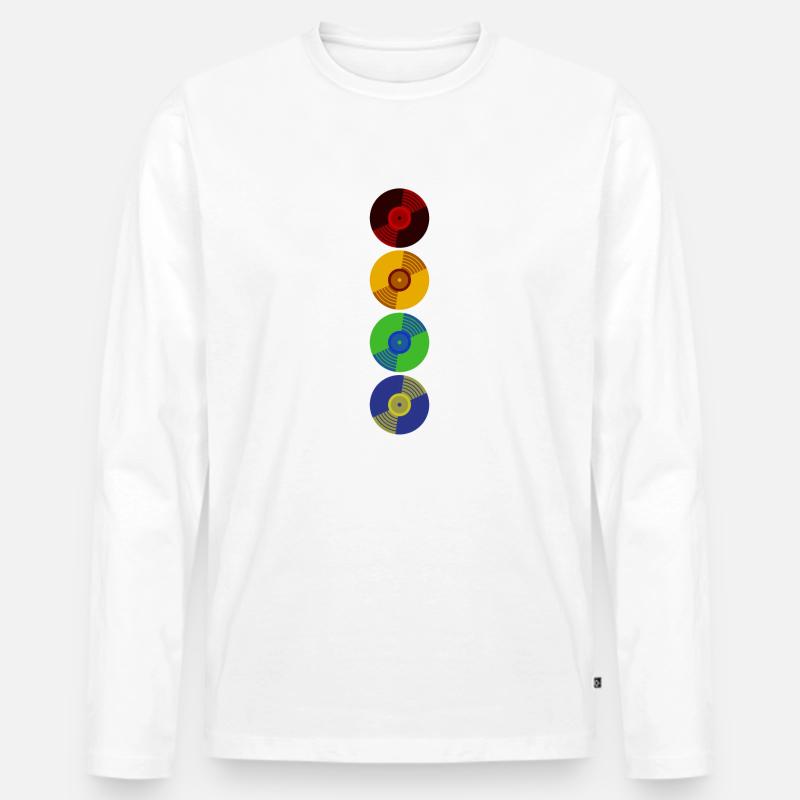 Vinyl Retro - Männer Premium Bio Langarmshirt - Weiß