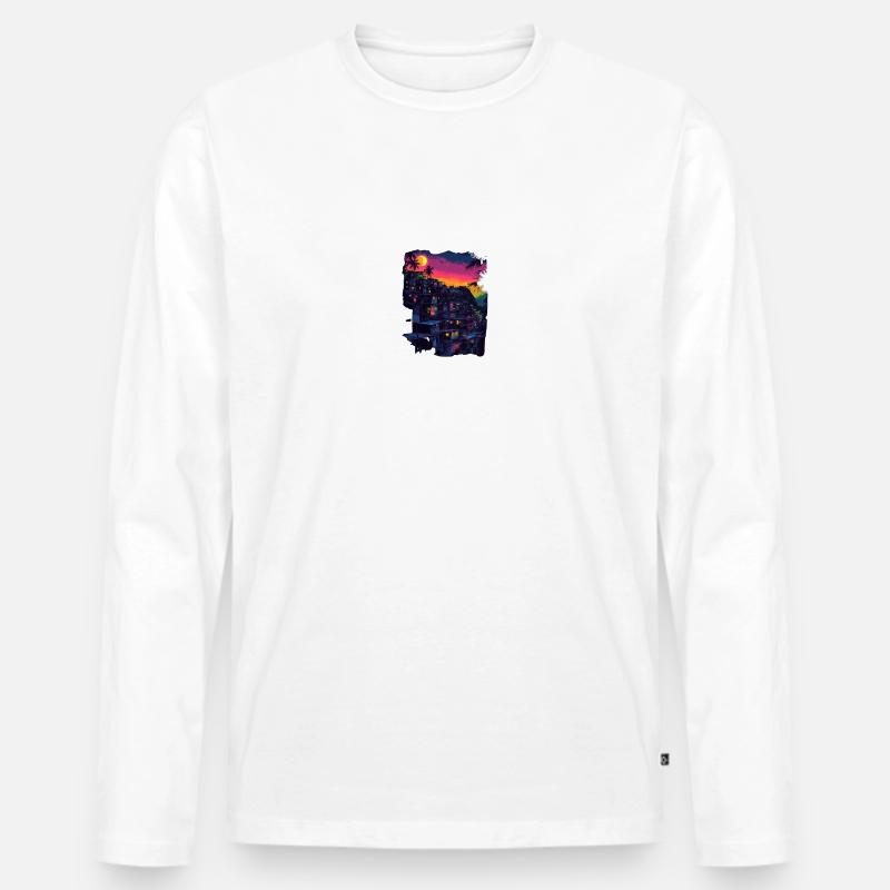 Favela bei Nacht - Männer Premium Bio Langarmshirt - Weiß