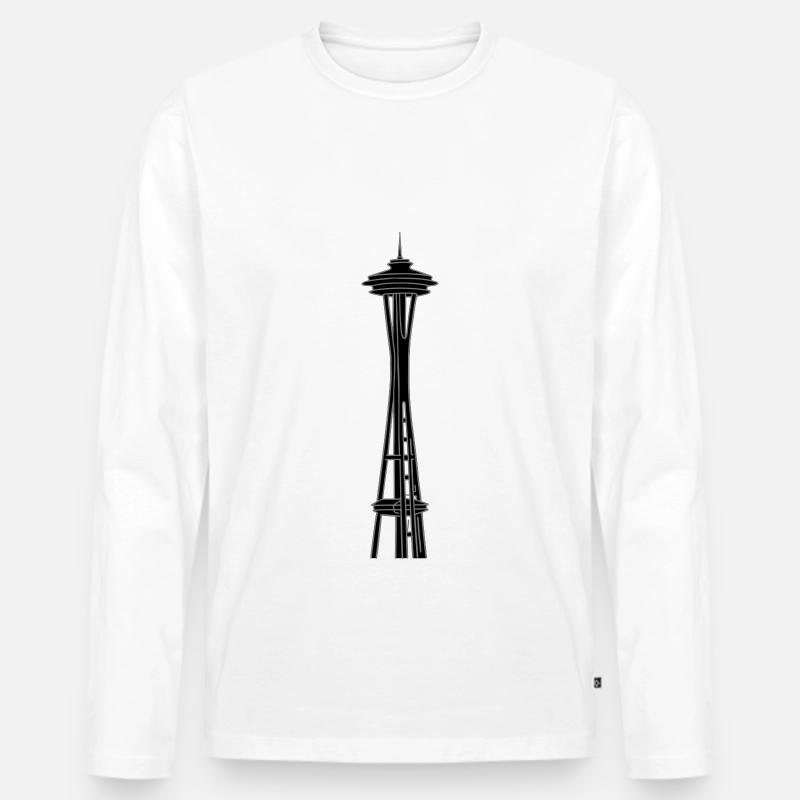Space Needle in Seattle 2 - Männer Premium Bio Langarmshirt - Weiß