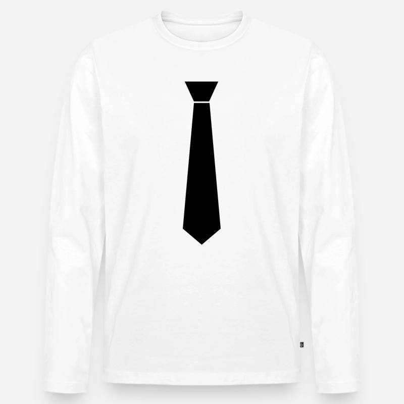 Krawatte - Männer Premium Bio Langarmshirt - Weiß