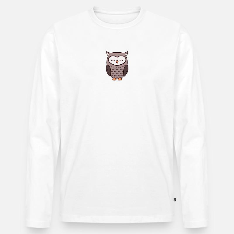 Eule Eulen - Männer Premium Bio Langarmshirt - Weiß