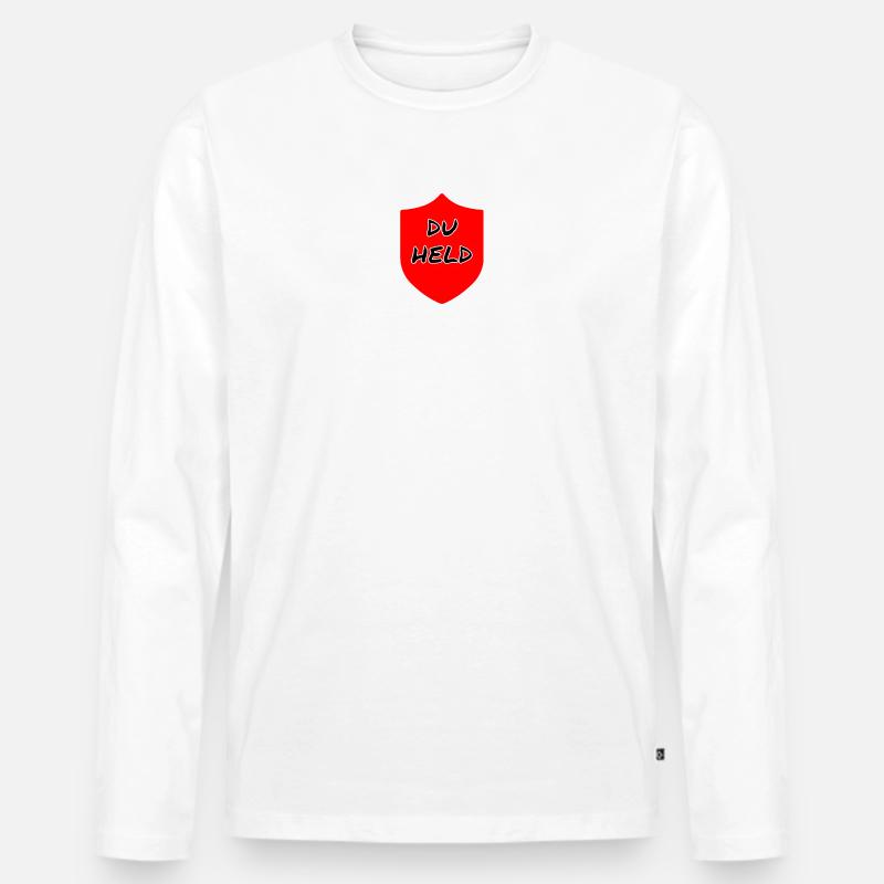 Du Held Schild - Männer Premium Bio Langarmshirt - Weiß