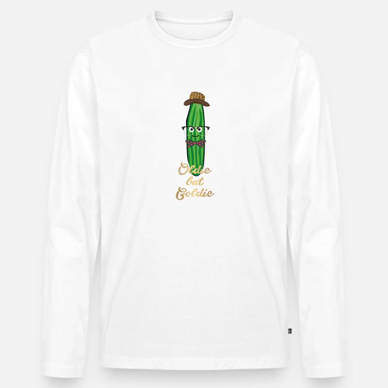 oldie but goldie,gold,oldie,oldtimer, gurke, nerd - Männer Premium Bio Langarmshirt - Weiß