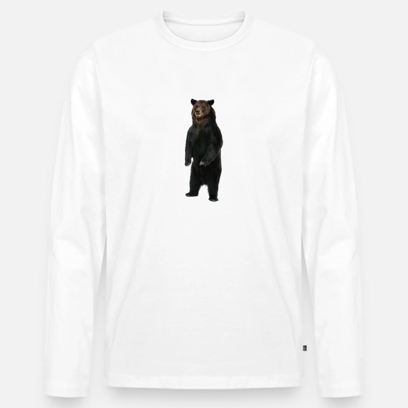 Stehender Bär - Männer Premium Bio Langarmshirt - Weiß