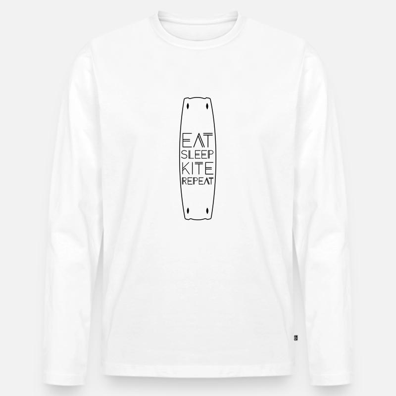 Eat sleep kite repeat - Männer Premium Bio Langarmshirt - Weiß