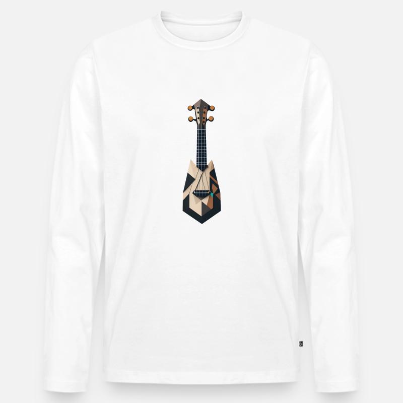 Abstrakte Ukulele - Männer Premium Bio Langarmshirt - Weiß