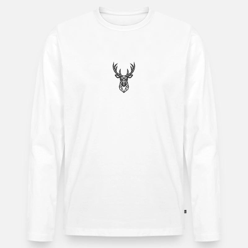 Geometrischer schwarzer Hirsch - Männer Premium Bio Langarmshirt - Weiß