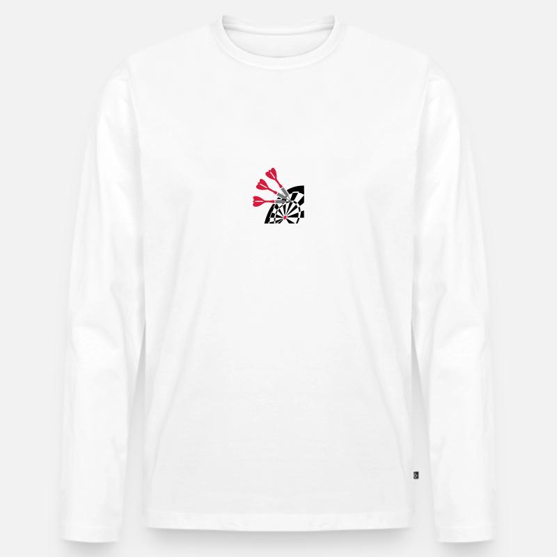 Dart Pfeil Dartscheibe - Männer Premium Bio Langarmshirt - Weiß