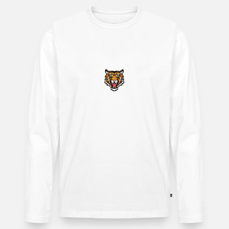 Tiger - Männer Premium Bio Langarmshirt - Weiß