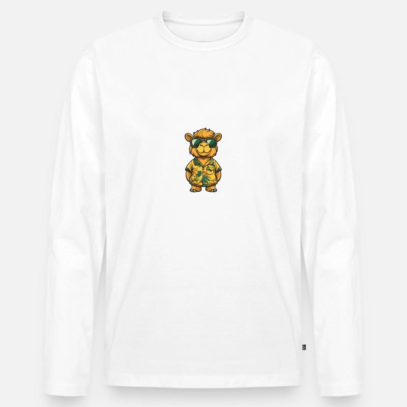 Kamel Comic Cool Sommer - Männer Premium Bio Langarmshirt - Weiß