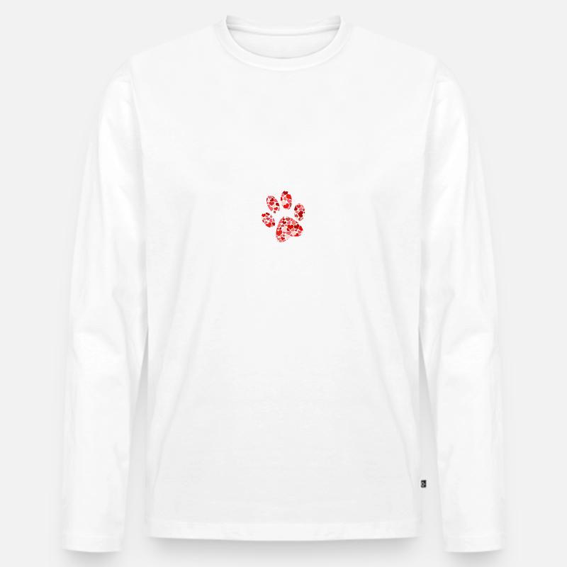 Pfote - Männer Premium Bio Langarmshirt - Weiß