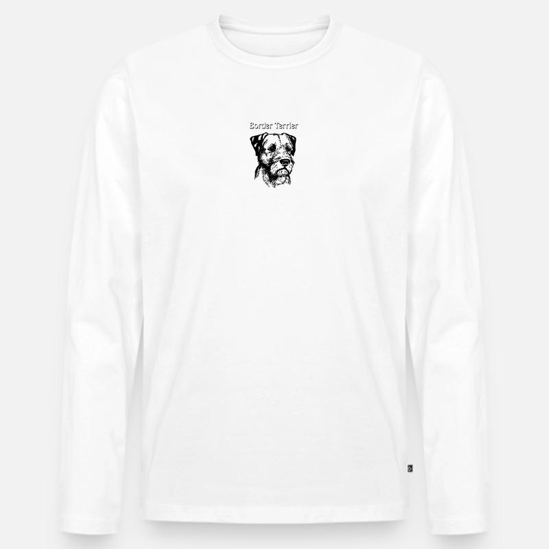 Border Terrier Portrait - Männer Premium Bio Langarmshirt - Weiß