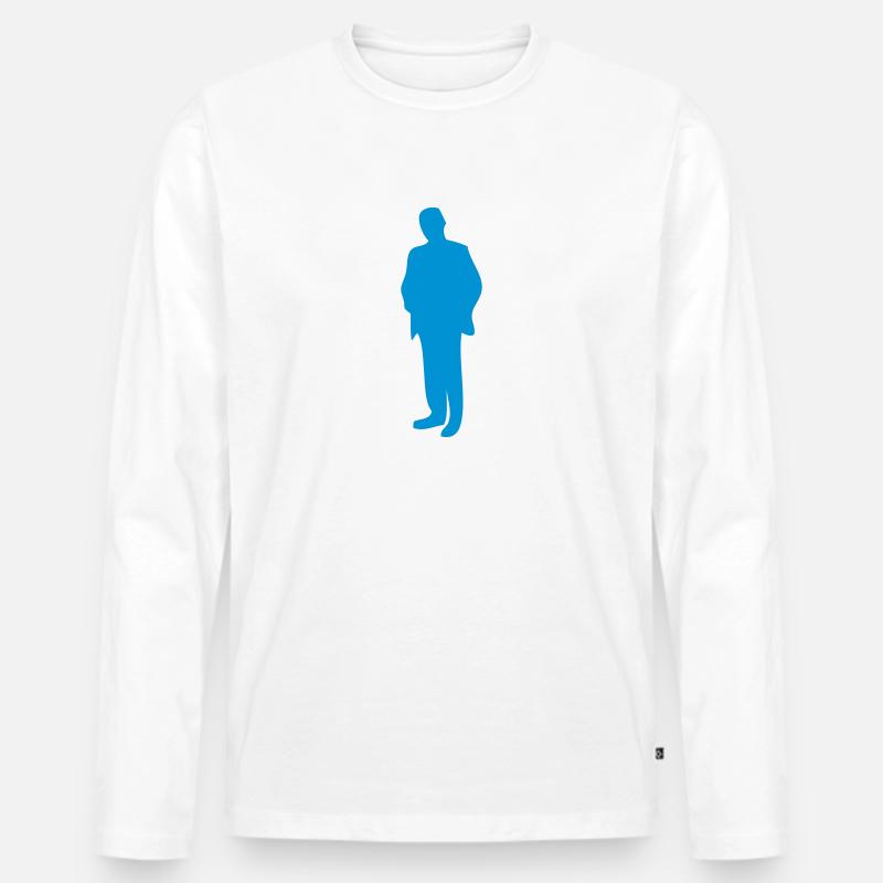 Silhouette Mann - Männer Premium Bio Langarmshirt - Weiß