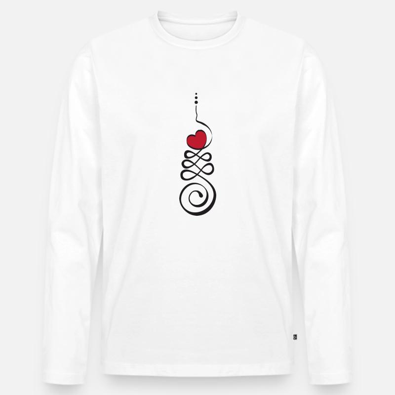 Einzigartiges Unalome Herz - Männer Premium Bio Langarmshirt - Weiß