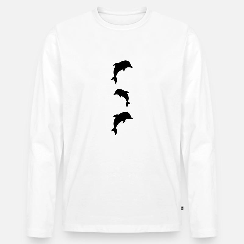 dolphins - Männer Premium Bio Langarmshirt - Weiß