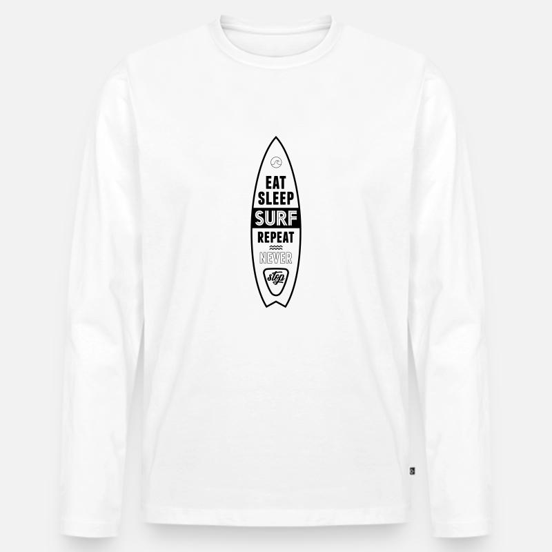 eat sleep surf repeat - Männer Premium Bio Langarmshirt - Weiß