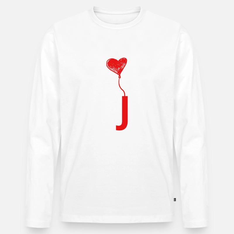 Buchstabe j Herz - Männer Premium Bio Langarmshirt - Weiß