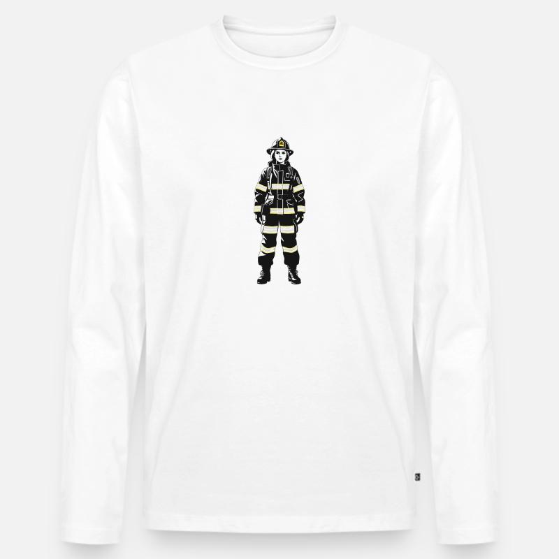 Feuerwehrfrau - Beruf Design Sticker - Männer Premium Bio Langarmshirt - Weiß
