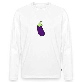 Aubergine - Männer Premium Bio Langarmshirt - Weiß - Vorne - Nico (187cm)