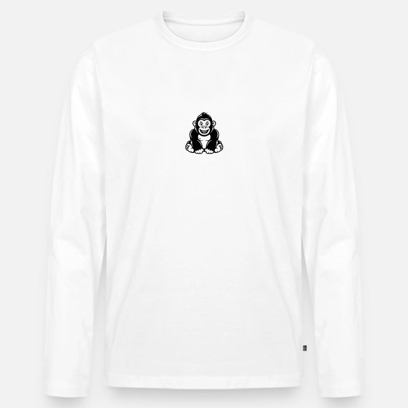 Gorilla - Männer Premium Bio Langarmshirt - Weiß