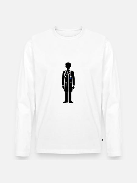Doktor Symbol - Männer Premium Bio Langarmshirt - Weiß