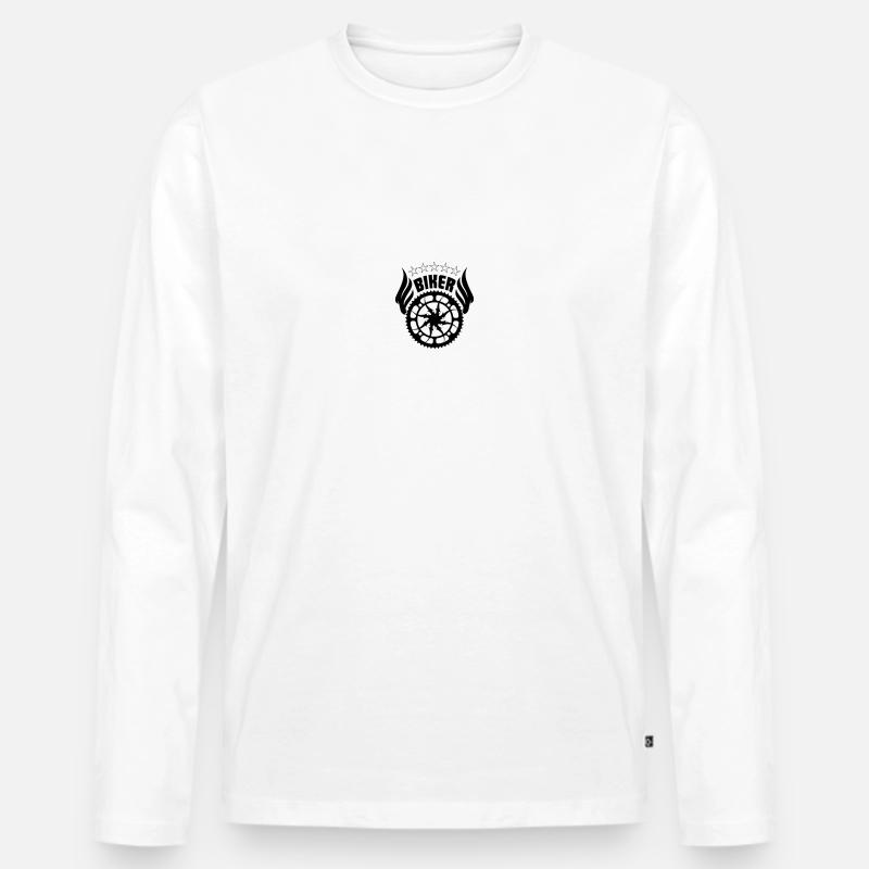 Biker Logo - Männer Premium Bio Langarmshirt - Weiß