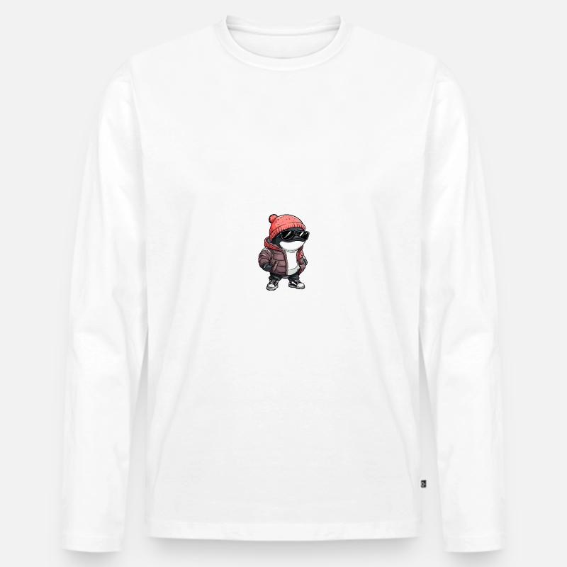 Wal Winter - Männer Premium Bio Langarmshirt - Weiß