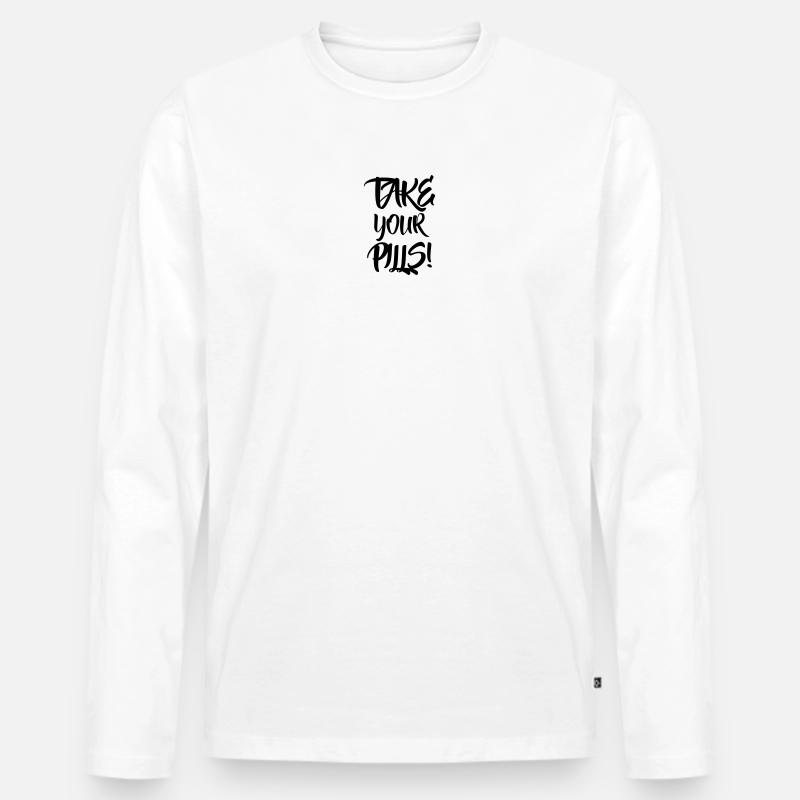 Nehme deine Pillen - Männer Premium Bio Langarmshirt - Weiß