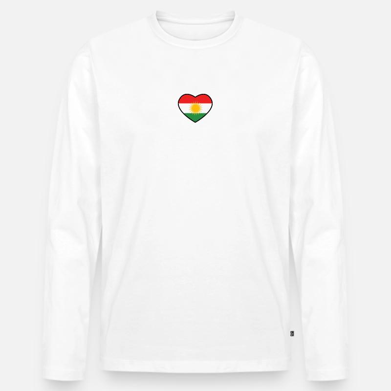 Kurdistan Flag Bakur Bashur Rojava Rojhlt Newroz - Men's Premium Organic Long Sleeve Shirt - white
