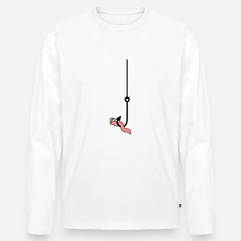 Worm On The Hook - Männer Premium Bio Langarmshirt - Weiß