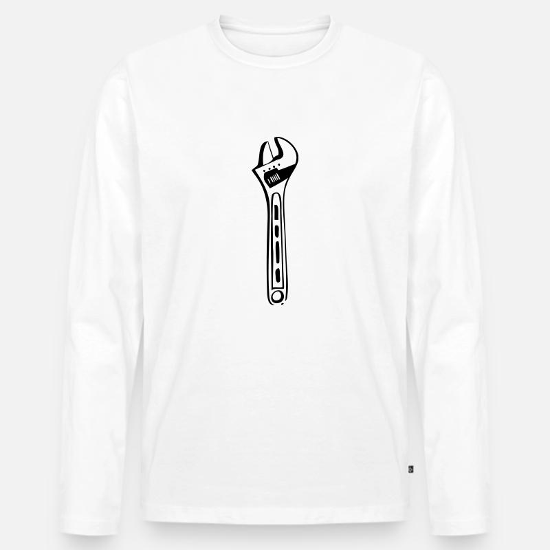 Rollgabelschlüssel - Männer Premium Bio Langarmshirt - Weiß