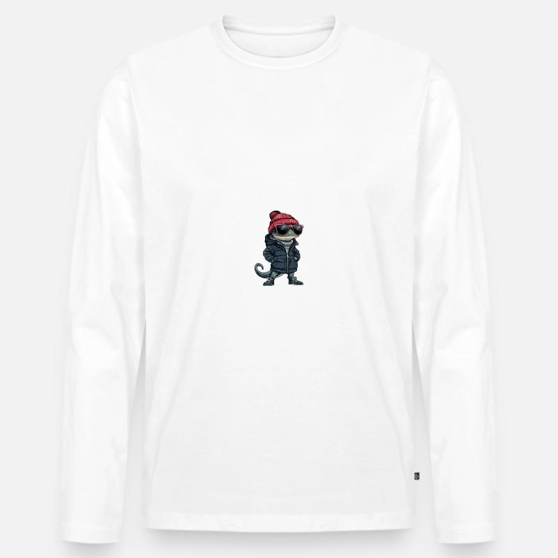 Echse Winter - Männer Premium Bio Langarmshirt - Weiß