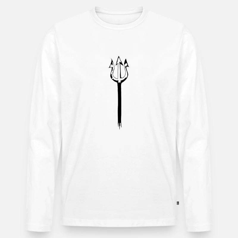 Dreizack - Männer Premium Bio Langarmshirt - Weiß