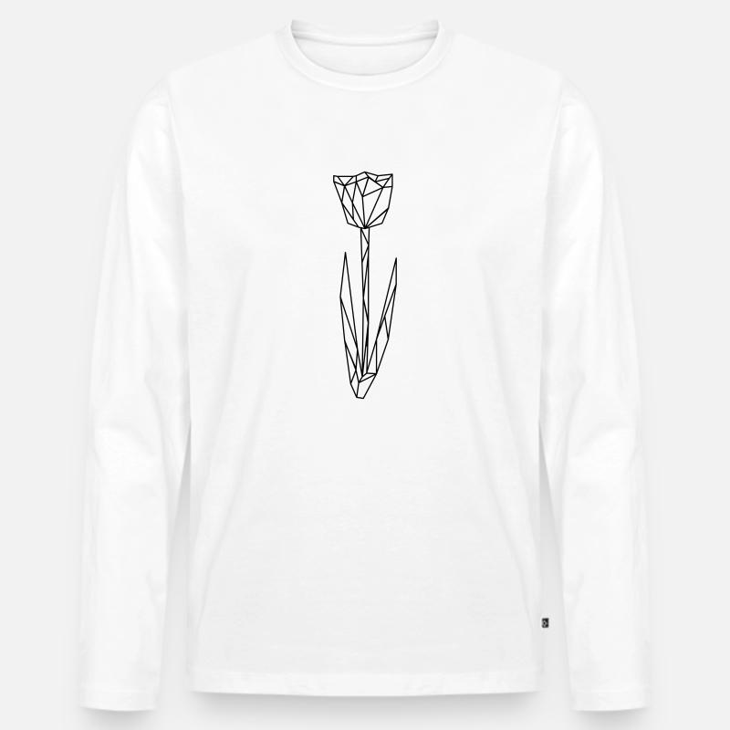 Tulip Polygon - Männer Premium Bio Langarmshirt - Weiß