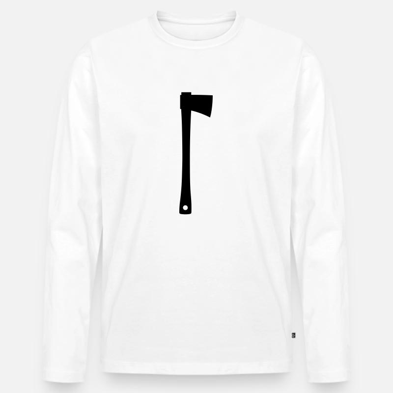 Axt - Männer Premium Bio Langarmshirt - Weiß