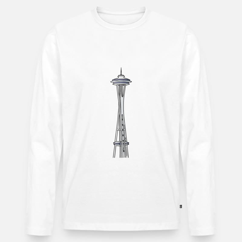 "Space Needle" in Seattle - Männer Premium Bio Langarmshirt - Weiß