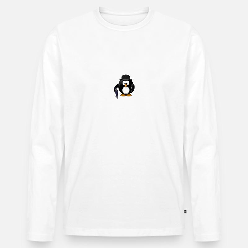 Pingu - Männer Premium Bio Langarmshirt - Weiß