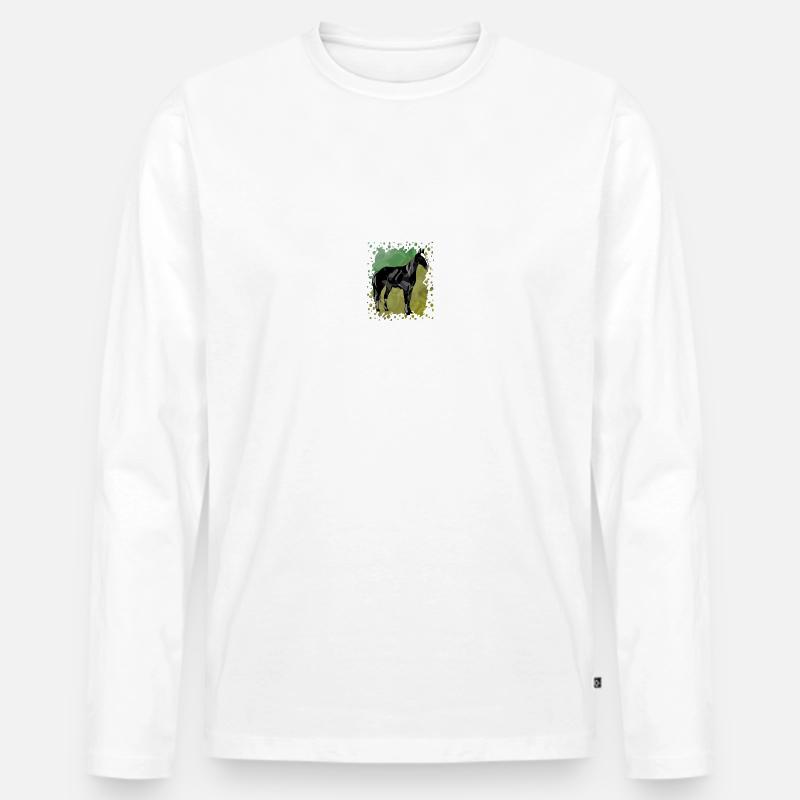 Pferd - Männer Premium Bio Langarmshirt - Weiß