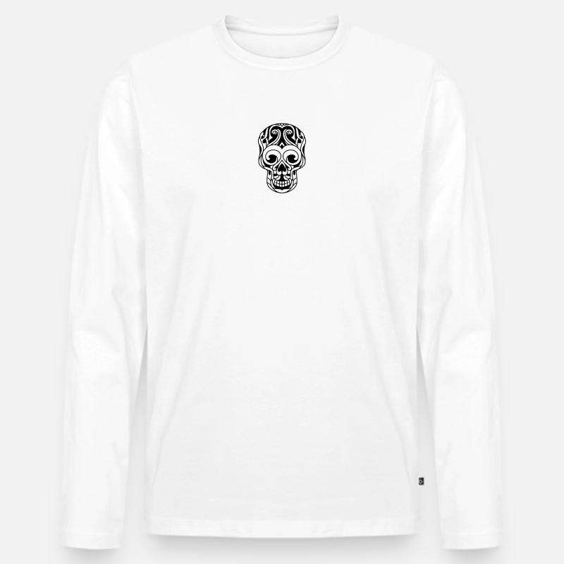 Dekoriert Schädel Stammes- - Männer Premium Bio Langarmshirt - Weiß