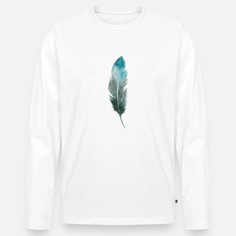 Feder - Männer Premium Bio Langarmshirt - Weiß