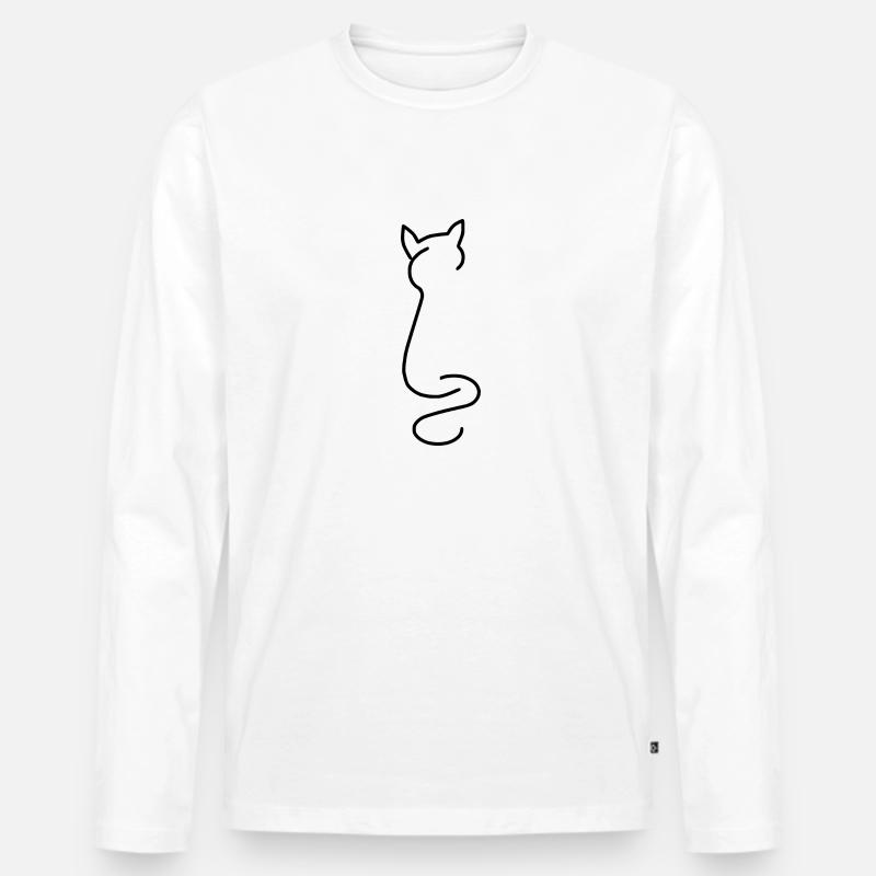 Katze - Männer Premium Bio Langarmshirt - Weiß