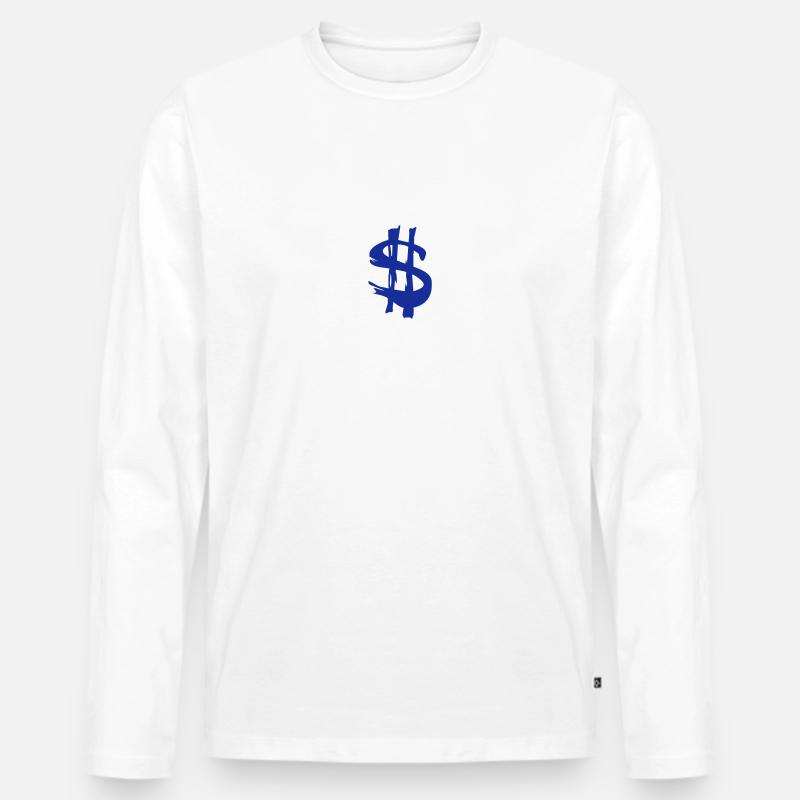 dollar - Männer Premium Bio Langarmshirt - Weiß