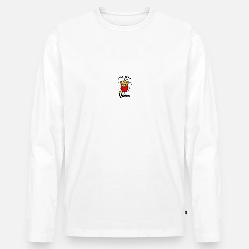 Pommes Queen - Männer Premium Bio Langarmshirt - Weiß