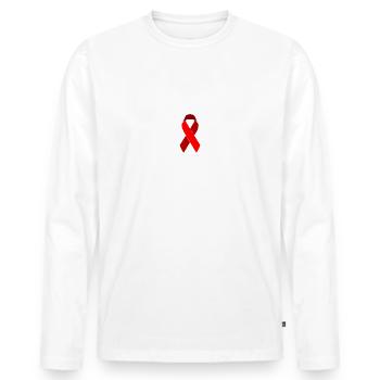 Journée mondiale de sensibilisation au sida VIH Ruban rouge Life Ka - T-shirt manches longues Premium bio Homme - blanc - Devant - Nico (187cm)