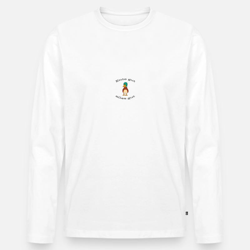 Happy End Happy ente - Männer Premium Bio Langarmshirt - Weiß
