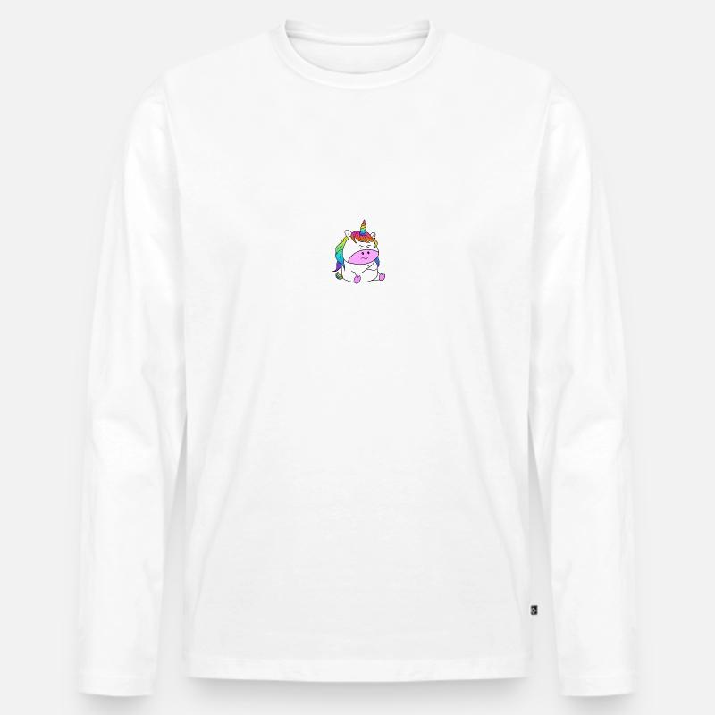 Einhorn Beleidigt - Männer Premium Bio Langarmshirt - Weiß