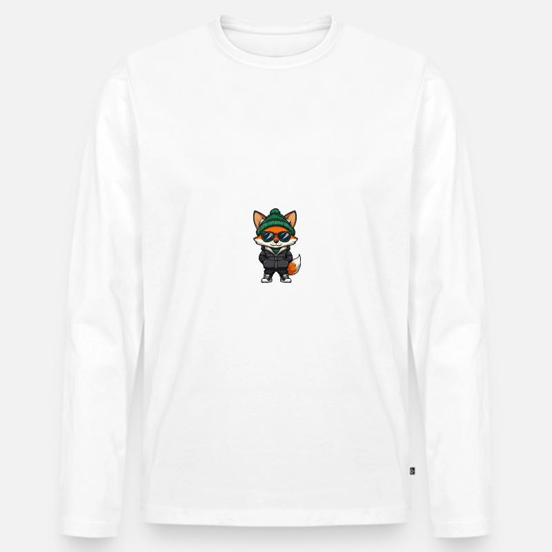 Fuchs Winter Comic - Männer Premium Bio Langarmshirt - Weiß